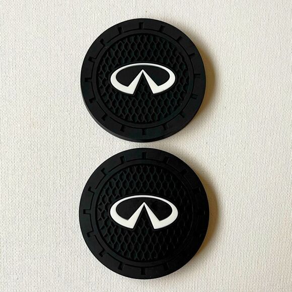 Infinity Car Cup Coasters in black set of 2 NWT - Picture 1 of 3